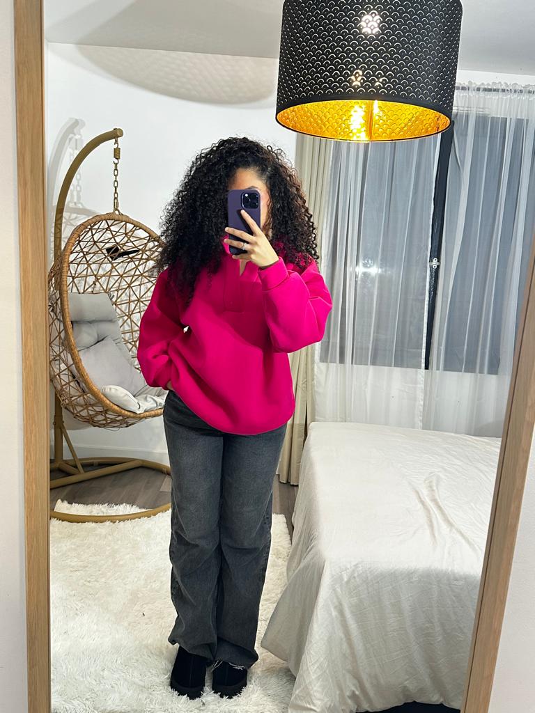 Pull à capuche rose